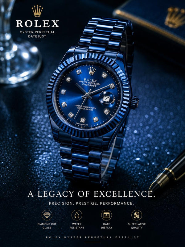 ⌚ ROLEX STYLE – PREMIUM GENTS WATCH 🔥
💙 Full Blue Luxury Edition 💙