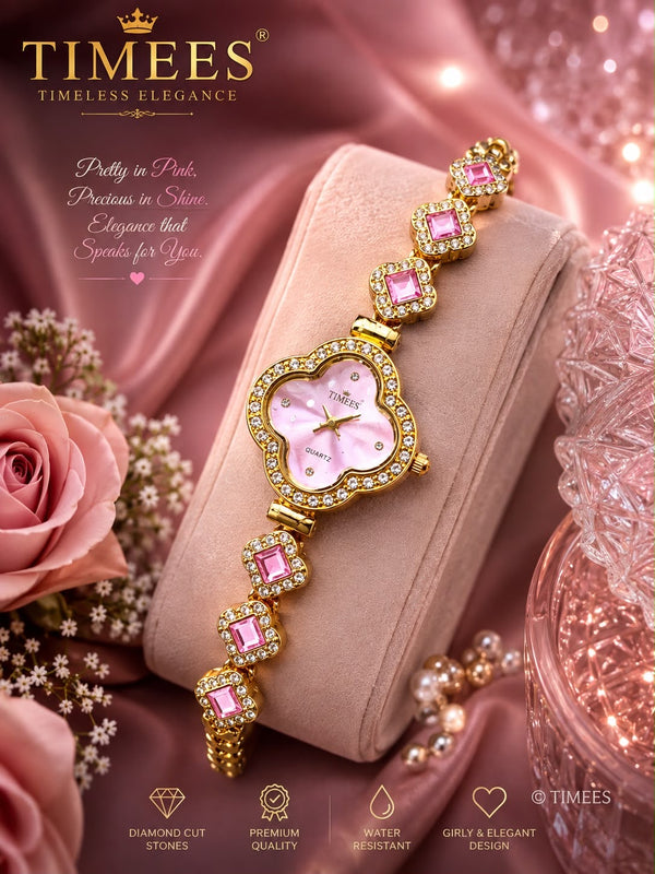 ✨ TIMEES – Luxury Ladies Stone Watch ✨